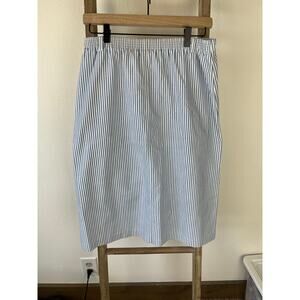 Alfred Dunner Vintage Stripe Light Blue and White Cotton Midi Skirt Womens 12